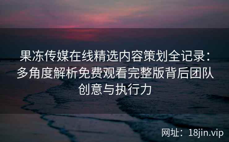 果冻传媒在线精选内容策划全记录：多角度解析免费观看完整版背后团队创意与执行力