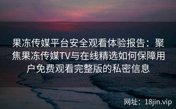 果冻传媒平台安全观看体验报告：聚焦果冻传媒TV与在线精选如何保障用户免费观看完整版的私密信息