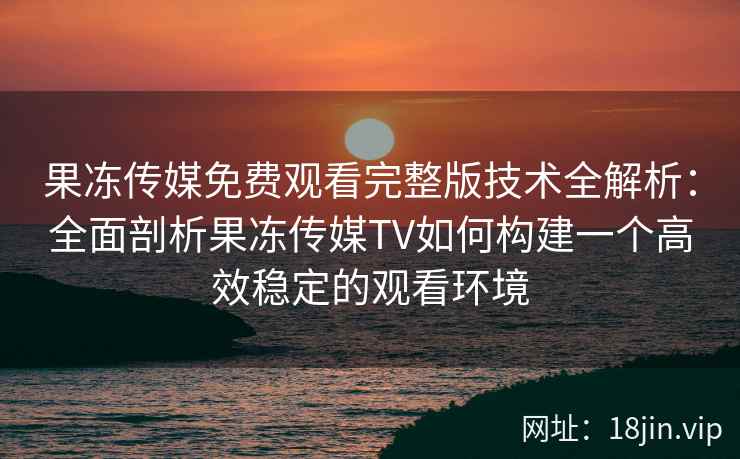 果冻传媒免费观看完整版技术全解析：全面剖析果冻传媒TV如何构建一个高效稳定的观看环境
