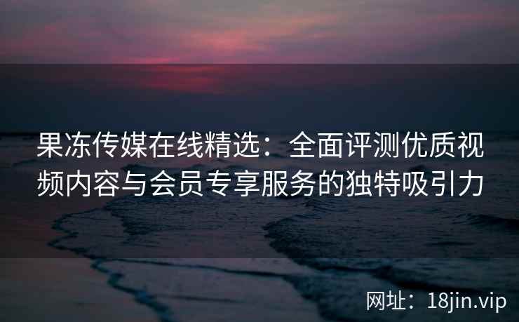 果冻传媒在线精选：全面评测优质视频内容与会员专享服务的独特吸引力